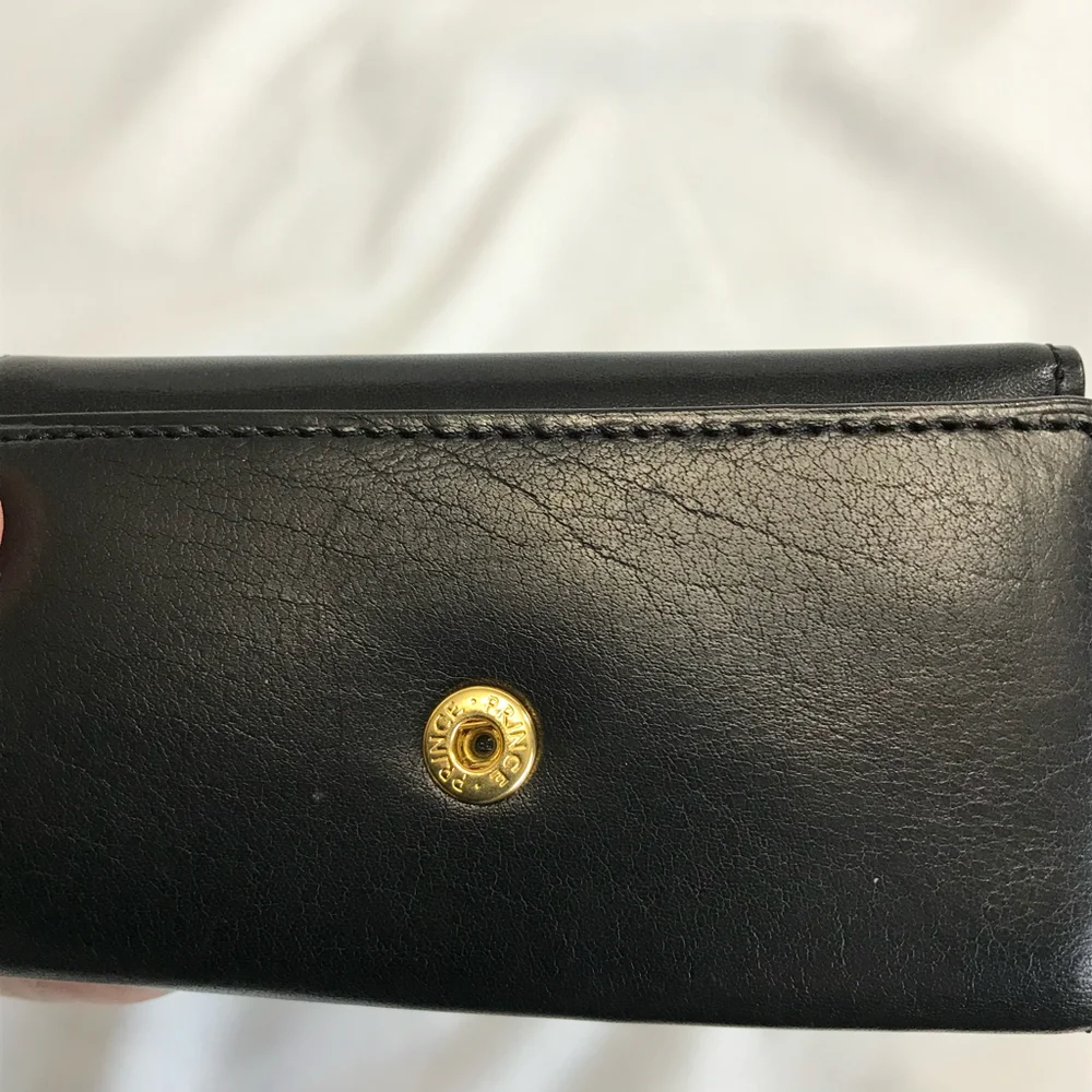 Valentino Garavani Vintage Black Leather Trifold 4 Ring Key & Card Holder NIB